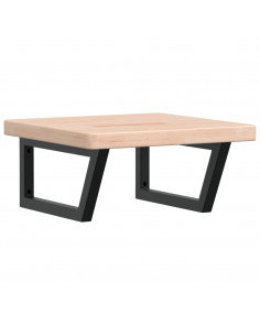 Ripiano a Parete per Lavabo in Acciaio e Massello di Rovere 2