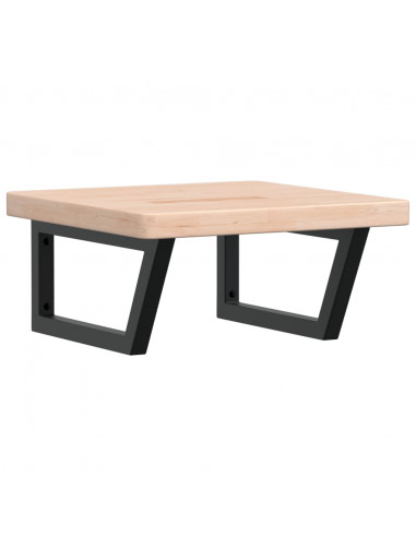 Ripiano a Parete per Lavabo in Acciaio e Massello di Rovere