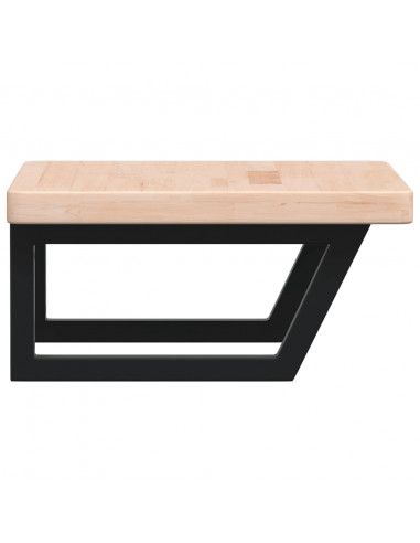 Ripiano a Parete per Lavabo in Acciaio e Massello di Rovere