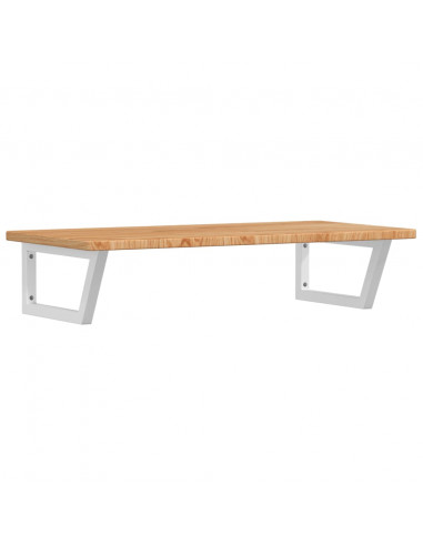 Ripiano a Parete per Lavabo in Acciaio e Massello di Rovere