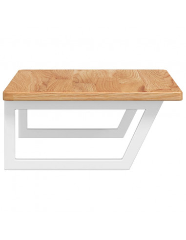 Ripiano a Parete per Lavabo in Acciaio e Massello di Rovere