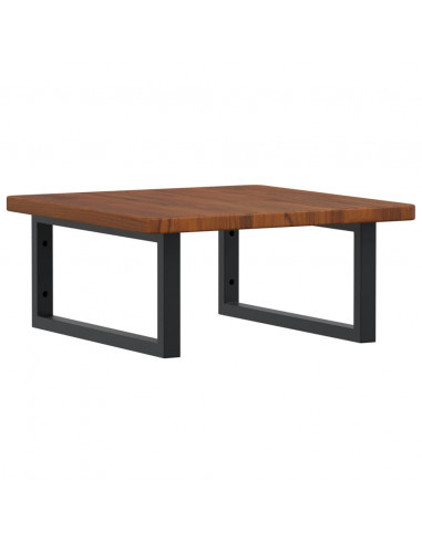 Ripiano a Parete per Lavabo in Acciaio e Massello di Rovere