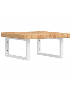 Ripiano a Parete per Lavabo in Acciaio e Massello di Rovere 2