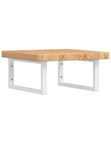 Ripiano a Parete per Lavabo in Acciaio e Massello di Rovere