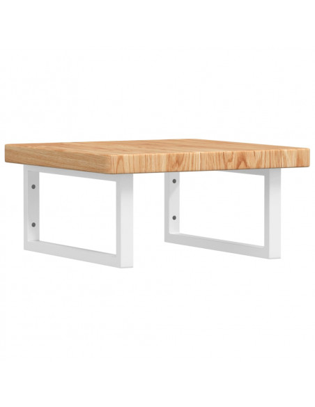 Ripiano a Parete per Lavabo in Acciaio e Massello di Rovere