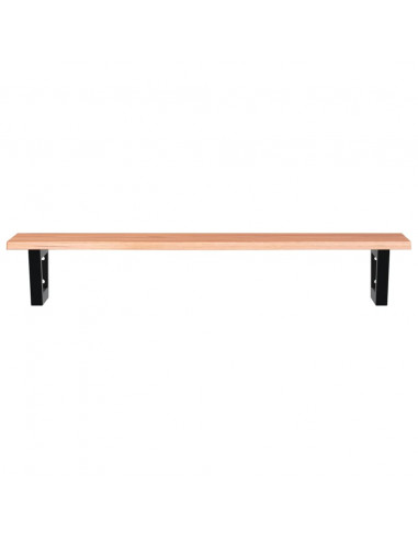 Ripiano a Parete per Lavabo in Acciaio e Massello di Rovere