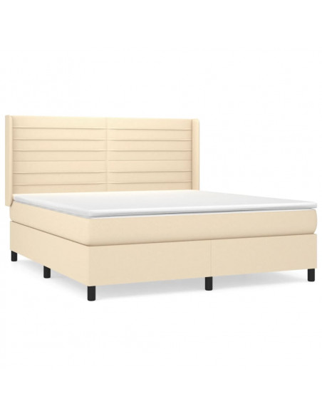 Giroletto a Molle con Materasso Crema 160x200 cm in Tessuto