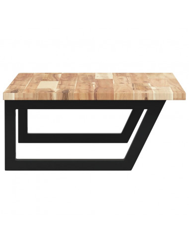 Ripiano a Parete per Lavabo in Acciaio e Massello di Acacia