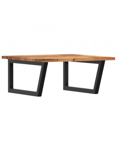 Ripiano a Parete per Lavabo in Acciaio e Massello di Acacia