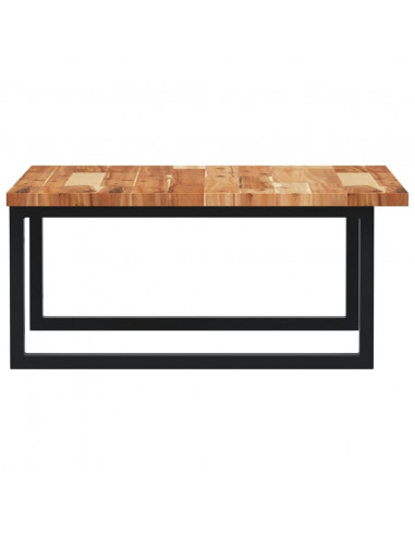 Ripiano a Parete per Lavabo in Acciaio e Massello di Acacia