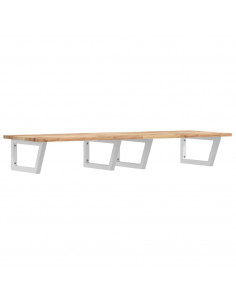 Ripiano a Parete per Lavabo in Acciaio e Massello di Acacia