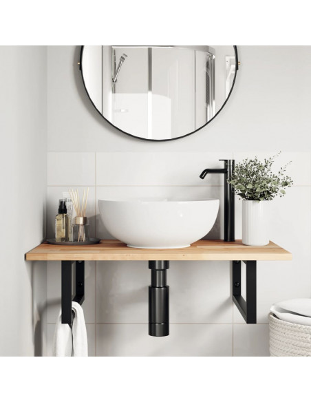 Piano da Bagno Non Trattato 100x50x2cm Legno Massello di Acacia