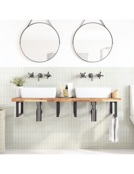 Piano da Bagno Non Trattato 160x50x4cm Legno Massello di Acacia