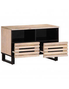 Mobile Porta TV Bianco 70x34x46 cm in Legno Massello di Mango 2