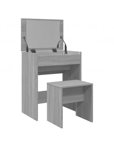 Toeletta e Sgabello Grigio Sonoma 60x40x113,5 cm