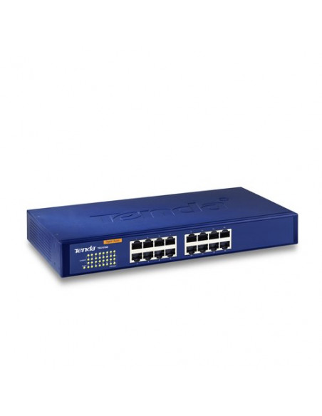 SWITCH TENDA TEG1016D 16P LAN GIGABIT DESKTOP 10/100/1000Mbps RJ45 13inch CASE METALLICO RACKMOUNTABLE