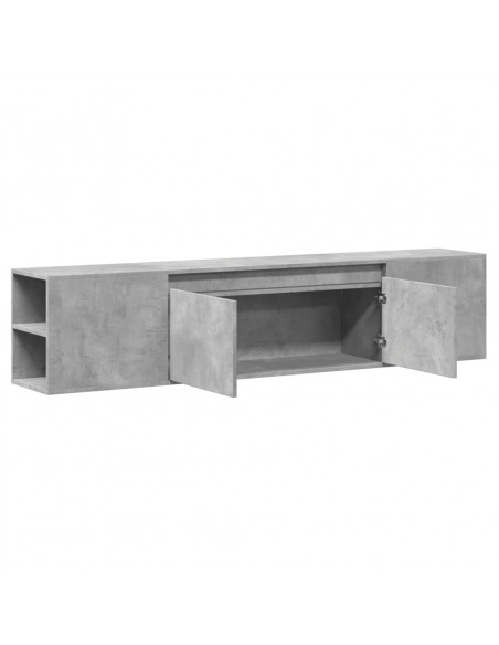 Mobile TV a Parete con LED Grigio Cemento 180x31x39,5 cm