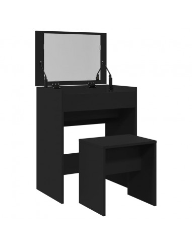 Toeletta e Sgabello Nero 60x40x113,5 cm