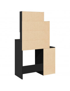 Toeletta con Armadietto Nero 80x35x132 cm 2