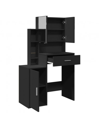 Toeletta con Armadietto Nero 80x35x132 cm