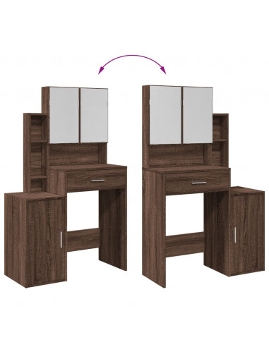 Toeletta con Armadietto Rovere Marrone 80x35x132 cm