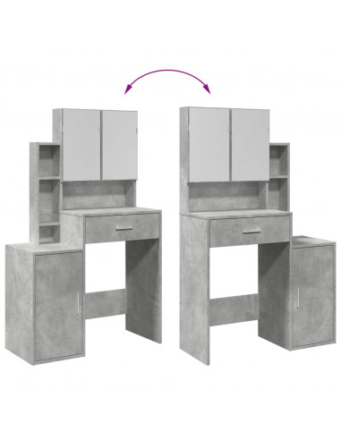 Toeletta con Armadietto Grigio Cemento 80x35x132 cm