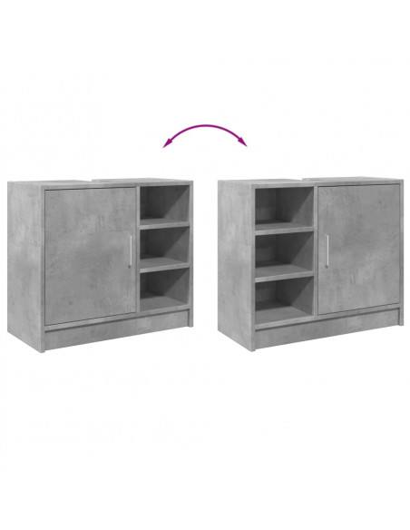 Mobile Lavabo Grigio Cemento 63x29x55 cm in Legno Multistrato