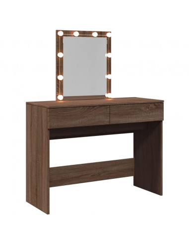 Toeletta con LED Rovere Marrone 100x40x130 cm