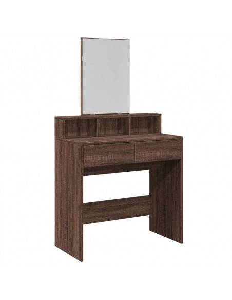 Toeletta con Specchio Rovere Marrone 80x41x144,5 cm