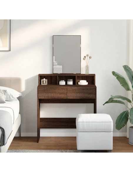Toeletta con Specchio Rovere Marrone 80x41x144,5 cm