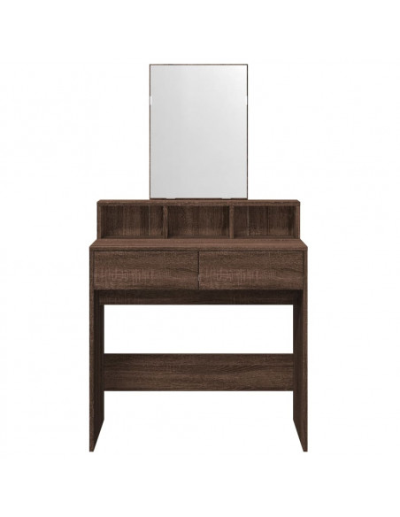 Toeletta con Specchio Rovere Marrone 80x41x144,5 cm