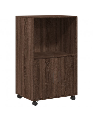 Mobiletto con Ruote Rovere Marrone 55x40x91 cm in Truciolato