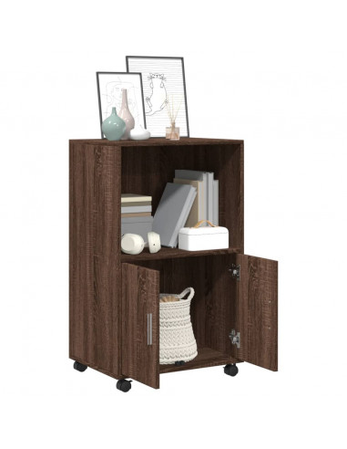 Mobiletto con Ruote Rovere Marrone 55x40x91 cm in Truciolato