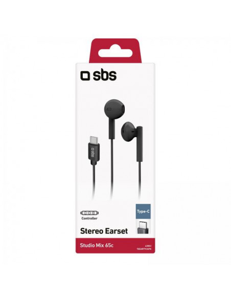 SBS Studio Mix 65c Cuffie Cablato In-ear Musica e Chiamate USB tipo-C Nero