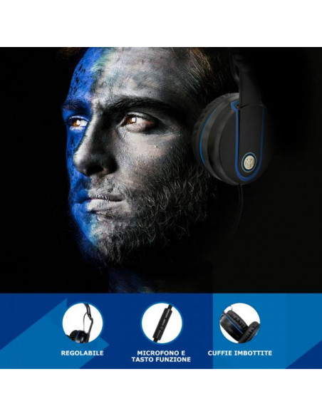 Techmade TM-IP952-INTER cuffia e auricolare Cablato A Padiglione Musica e Chiamate Nero, Blu