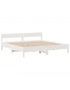 Letto senza Materasso Bianco 180x200 cm Legno Massello di Pino 2