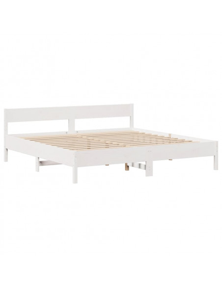 Letto senza Materasso Bianco 180x200 cm Legno Massello di Pino