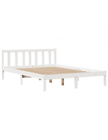 Letto senza Materasso Bianco 140x190 cm Legno Massello di Pino