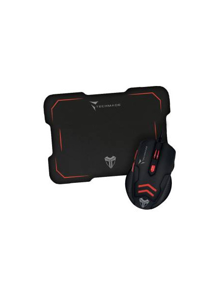 Techmade Kit Mouse USB + Tappetino Gaming Rosso