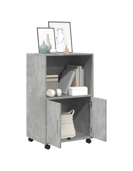 Mobiletto con Ruote Grigio Cemento 55x40x91 cm in Truciolato
