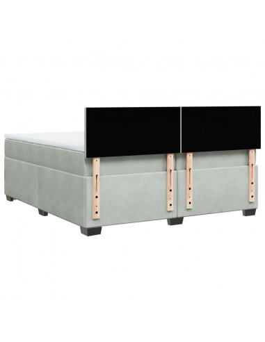 Giroletto a Molle con Materasso Grigio Chiaro 200x200cm Velluto