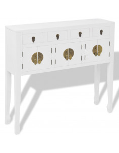 Credenza in Stile Cinese in Legno Massello Bianca 2