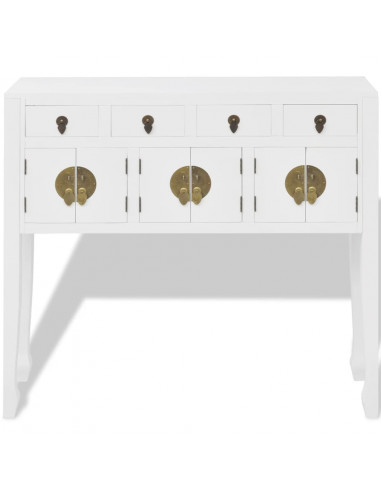 Credenza in Stile Cinese in Legno Massello Bianca