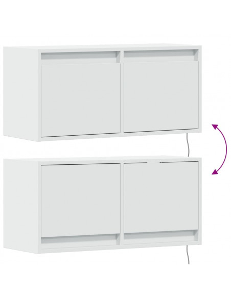 Mobile TV a Parete con Luci LED Bianco 80x31x35 cm