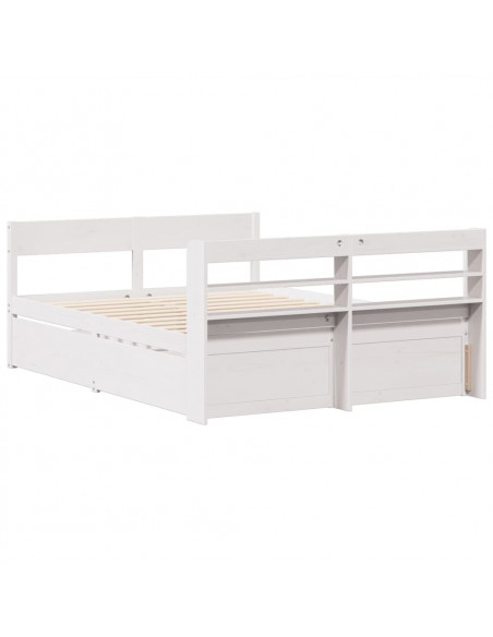 Letto senza Materasso Bianco 120x190 cm Legno Massello di Pino