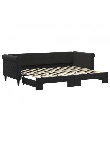 Divano Letto con Letto Estraibile Nero 80x200 cm in Velluto