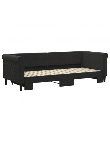Divano Letto con Letto Estraibile Nero 80x200 cm in Velluto