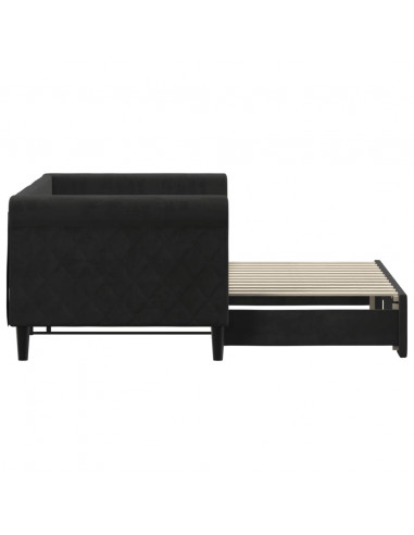 Divano Letto con Letto Estraibile Nero 80x200 cm in Velluto