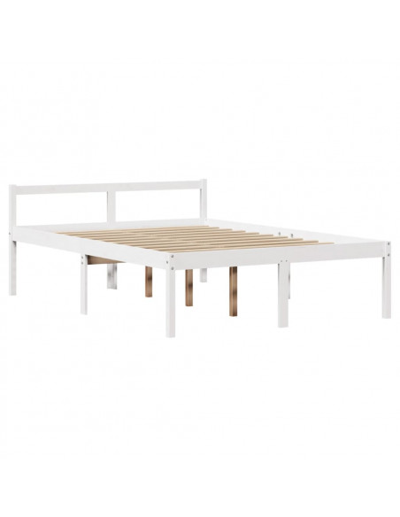 Letto Anziani con Testiera Bianco 140x200cm Legno Massello Pino