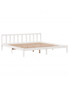 Letto senza Materasso Bianco 180x200 cm Legno Massello di Pino 2